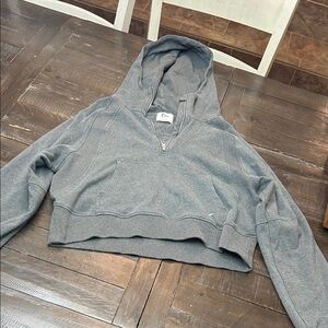 Zyia Heather Gray Women's crop Hoodie